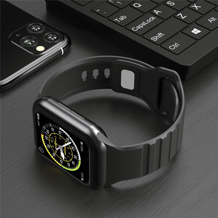 For Apple Watch Series 10 42mm / 9 8 7 41mm / 6 5 4 SE SE (2022) SE (2023) 40mm / 3 2 1 38mm Stripe Design Silicone Smartwatch Band Replacement Wrist Strap - Yellow