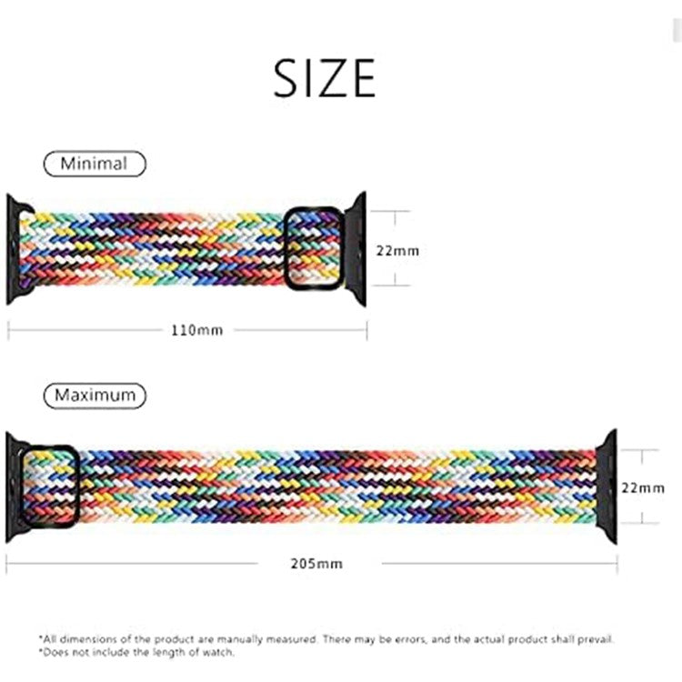 For Apple Watch Series 10 42mm / 9 8 7 41mm / 6 5 4 SE SE (2022) SE (2023) 40mm / 3 2 1 38mm Braided Stretchy Band Adjustable Elastic Soft Wristband Replacement - Z-Shape Blue / White