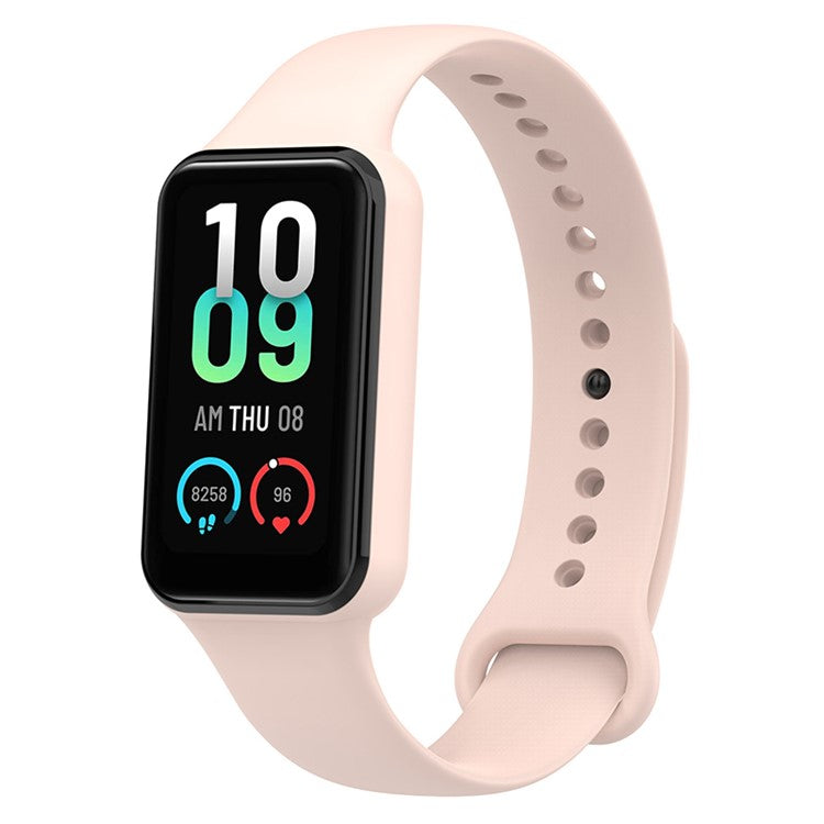 For Huami Amazfit Band 7 Strap TPE Watch Band with Protective Case - Light Pink