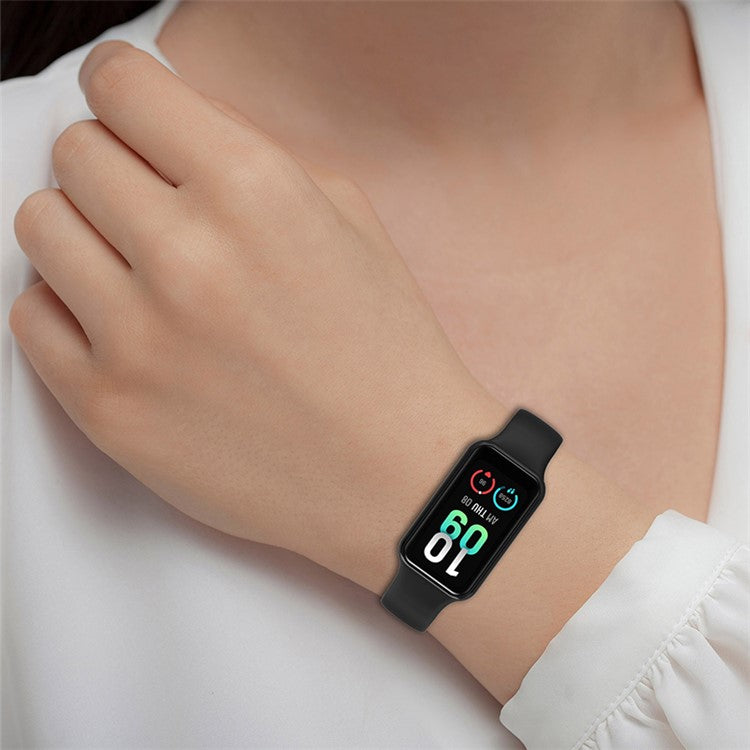 For Huami Amazfit Band 7 Strap TPE Watch Band with Protective Case - Light Pink