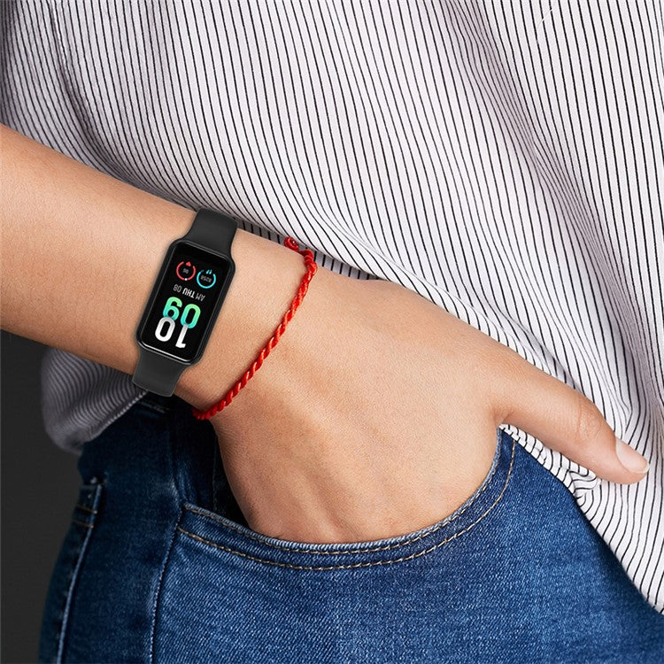 For Huami Amazfit Band 7 Strap TPE Watch Band with Protective Case - Light Pink