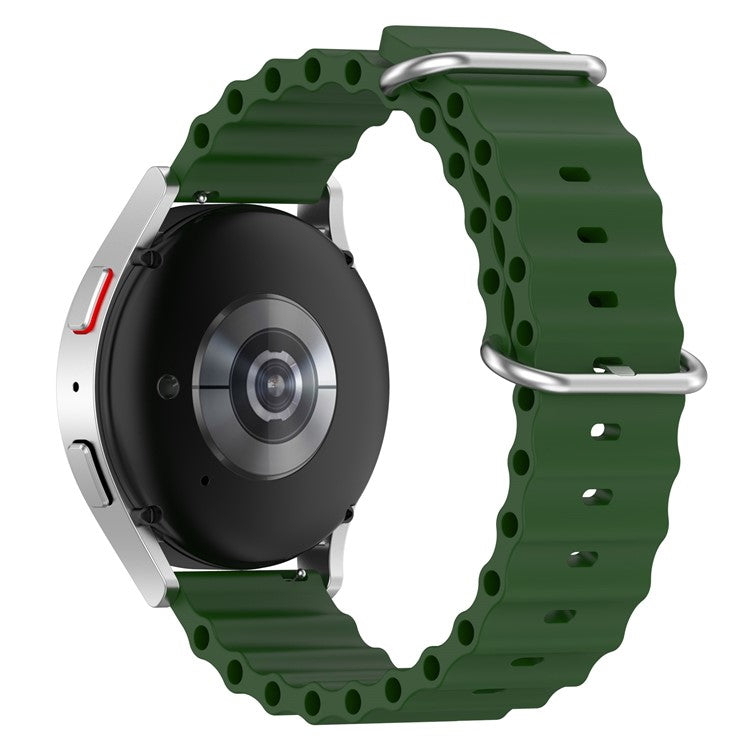 For Samsung Galaxy Watch3 41mm / Gear Sport Universal 20mm Wave Design Silicone Replacement Strap Solid Color Wrist Band - Army Green