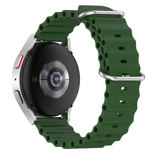 For Samsung Galaxy Watch3 41mm / Gear Sport Universal 20mm Wave Design Silicone Replacement Strap Solid Color Wrist Band - Army Green