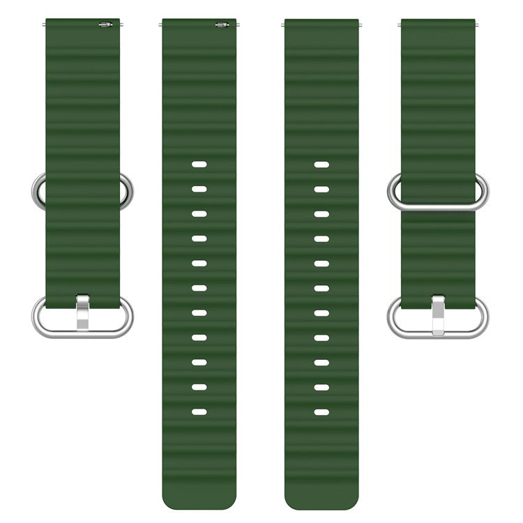 For Samsung Galaxy Watch3 41mm / Gear Sport Universal 20mm Wave Design Silicone Replacement Strap Solid Color Wrist Band - Army Green