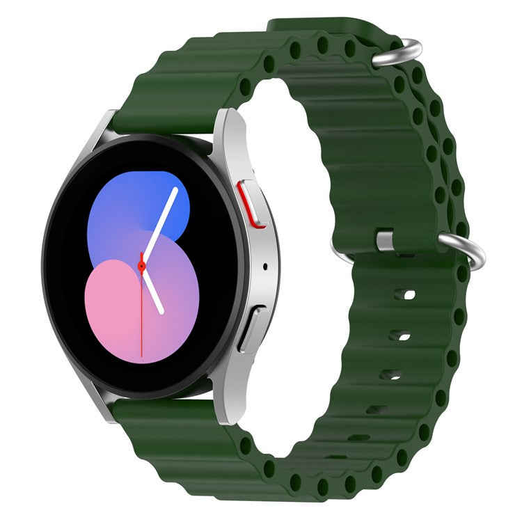 For Samsung Galaxy Watch3 41mm / Gear Sport Universal 20mm Wave Design Silicone Replacement Strap Solid Color Wrist Band - Army Green