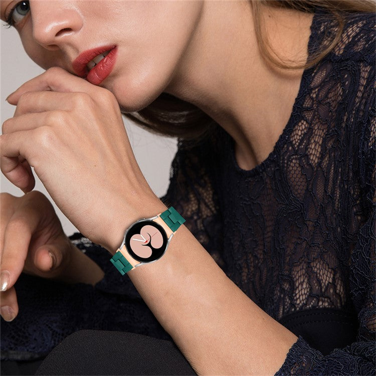 For Samsung Galaxy Watch 5 40mm / 44mm / Watch 5 Pro 45mm Resin Strap Replacement Wristband with Stainless Steel Buckle - Dark Green