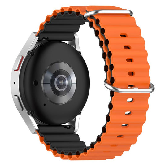 For Samsung Galaxy Watch3 41mm / 45mm / Huawei Watch GT / Polar Grit X Pro Dual Color Ocean Band 22mm Adjustable Sport Loop Silicone Strap Replacement - Orange / Black