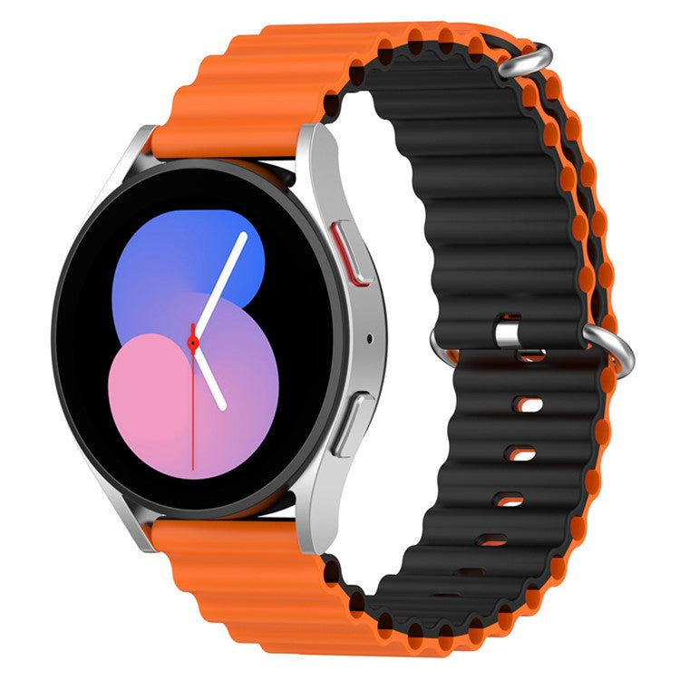 For Samsung Galaxy Watch3 41mm / 45mm / Huawei Watch GT / Polar Grit X Pro Dual Color Ocean Band 22mm Adjustable Sport Loop Silicone Strap Replacement - Orange / Black