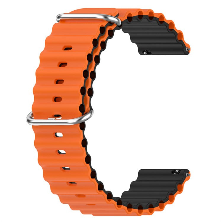 For Samsung Galaxy Watch3 41mm / 45mm / Huawei Watch GT / Polar Grit X Pro Dual Color Ocean Band 22mm Adjustable Sport Loop Silicone Strap Replacement - Orange / Black