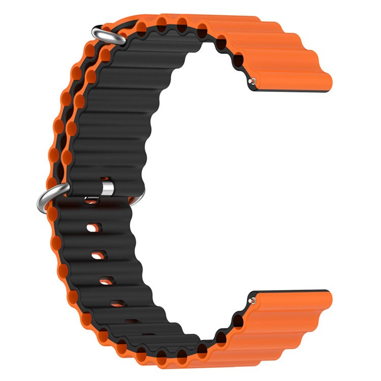 For Samsung Galaxy Watch3 41mm / 45mm / Huawei Watch GT / Polar Grit X Pro Dual Color Ocean Band 22mm Adjustable Sport Loop Silicone Strap Replacement - Orange / Black