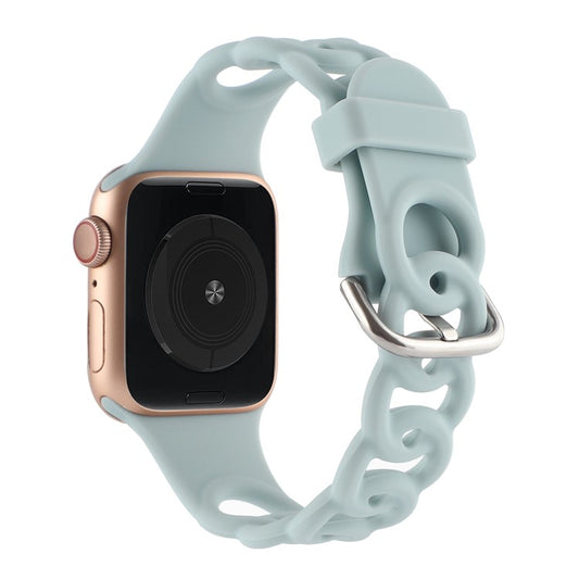 For Apple Watch Series 10 46mm / Ultra 2 Ultra 49mm /  Series 9 8 7 45mm / 6 5 4 SE (2023) SE (2022) SE 44mm / 3 2 1 42mm Silicone Strap Donut Hollow Watchband - Baby Blue