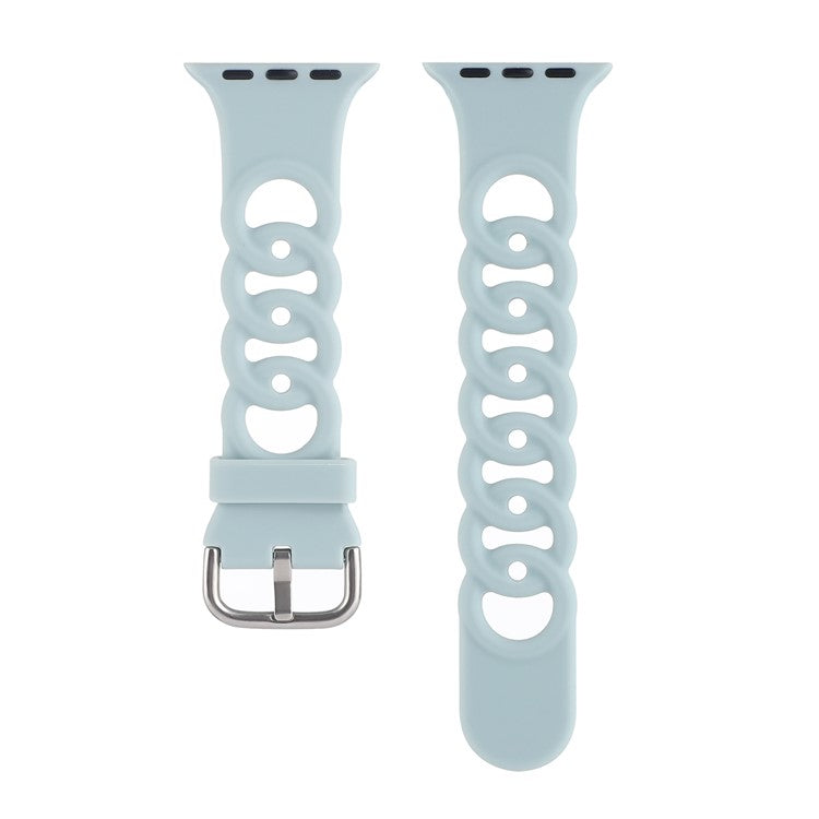 For Apple Watch Series 10 46mm / Ultra 2 Ultra 49mm /  Series 9 8 7 45mm / 6 5 4 SE (2023) SE (2022) SE 44mm / 3 2 1 42mm Silicone Strap Donut Hollow Watchband - Baby Blue