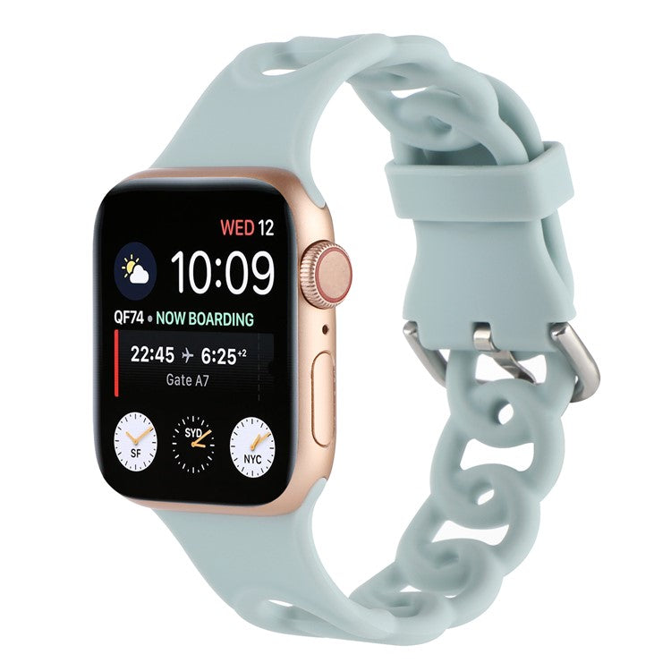 For Apple Watch Series 10 46mm / Ultra 2 Ultra 49mm /  Series 9 8 7 45mm / 6 5 4 SE (2023) SE (2022) SE 44mm / 3 2 1 42mm Silicone Strap Donut Hollow Watchband - Baby Blue