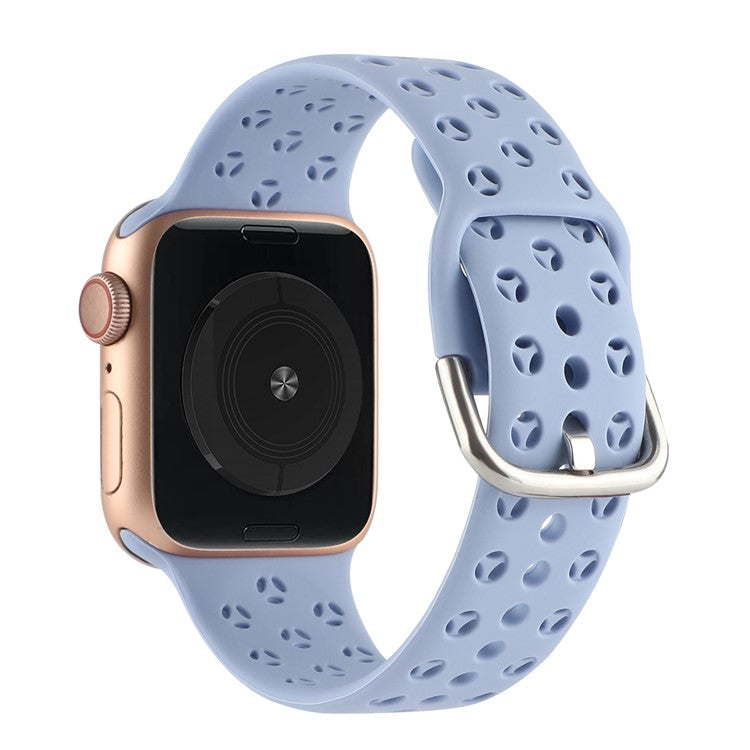 Sport Bands for Apple Watch Series 10 42mm / 9 8 7 41mm / SE (2023) SE (2022) SE 6 5 4 40mm / 3 2 1 38mm Soft Silicone Hollow Waterproof Watch Strap - Baby Blue