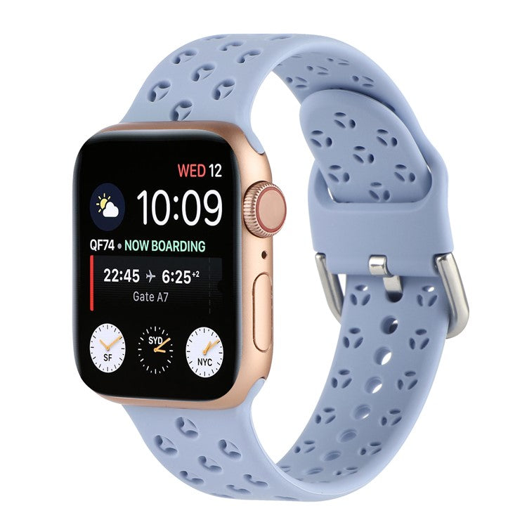 Sport Bands for Apple Watch Series 10 42mm / 9 8 7 41mm / SE (2023) SE (2022) SE 6 5 4 40mm / 3 2 1 38mm Soft Silicone Hollow Waterproof Watch Strap - Baby Blue