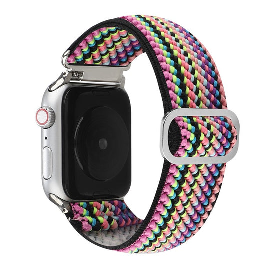 For Apple Watch Series 10 46mm / Ultra 2 Ultra 49mm /  Series 9 8 7 45mm / 6 5 4 SE (2023) SE (2022) SE 44mm / 3 2 1 42mm Watch Strap Elastic Nylon Band - Style V