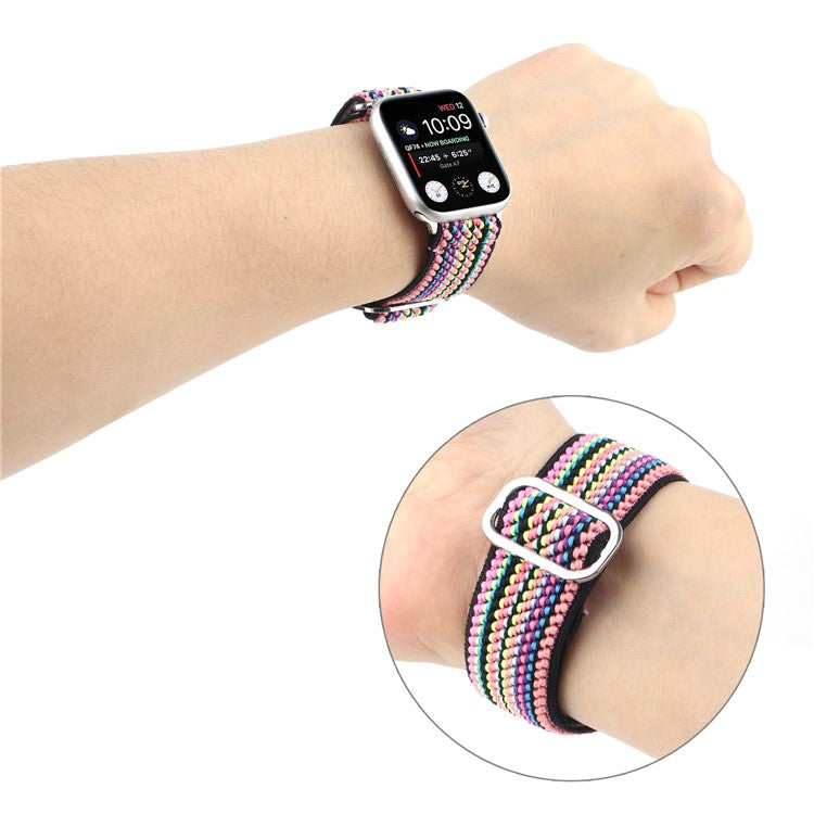 For Apple Watch Series 10 46mm / Ultra 2 Ultra 49mm /  Series 9 8 7 45mm / 6 5 4 SE (2023) SE (2022) SE 44mm / 3 2 1 42mm Watch Strap Elastic Nylon Band - Style V