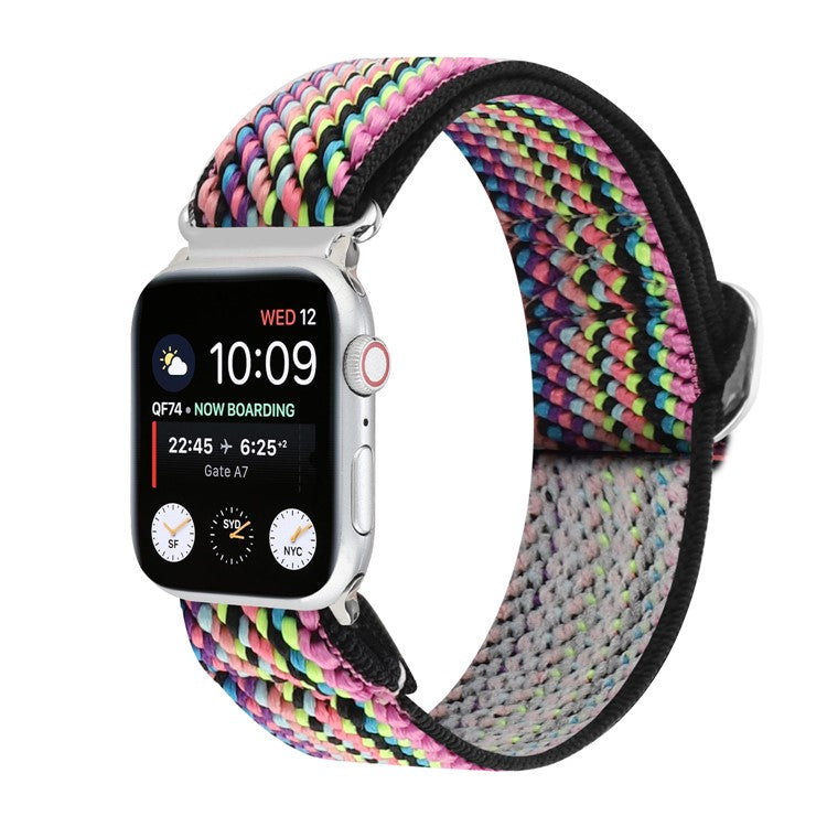 For Apple Watch Series 10 46mm / Ultra 2 Ultra 49mm /  Series 9 8 7 45mm / 6 5 4 SE (2023) SE (2022) SE 44mm / 3 2 1 42mm Watch Strap Elastic Nylon Band - Style V