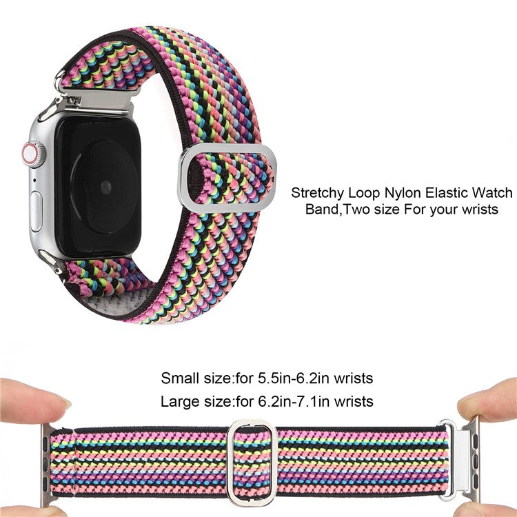 For Apple Watch Series 10 46mm / Ultra 2 Ultra 49mm /  Series 9 8 7 45mm / 6 5 4 SE (2023) SE (2022) SE 44mm / 3 2 1 42mm Watch Strap Elastic Nylon Band - Style V