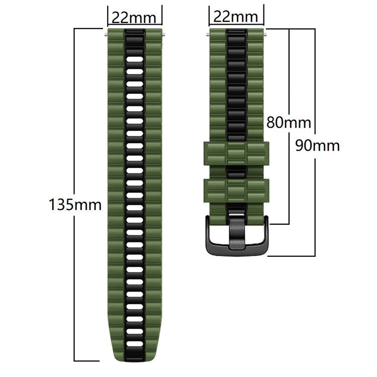 For Huawei Watch Buds / GT 3 SE / GT 3 Pro 46mm Dual Color Watch Band 22mm Wave Grain Silicone Wrist Strap - Black / Red