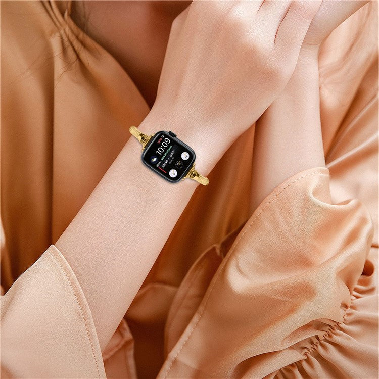 Wrist Strap for Apple Watch Series 10 46mm / Ultra 2 Ultra 49mm /  Series 9 8 7 45mm / 6 5 4 SE (2023) SE (2022) SE 44mm / 3 2 1 42mm Bracelet Metal Smart Watch Band - Gold