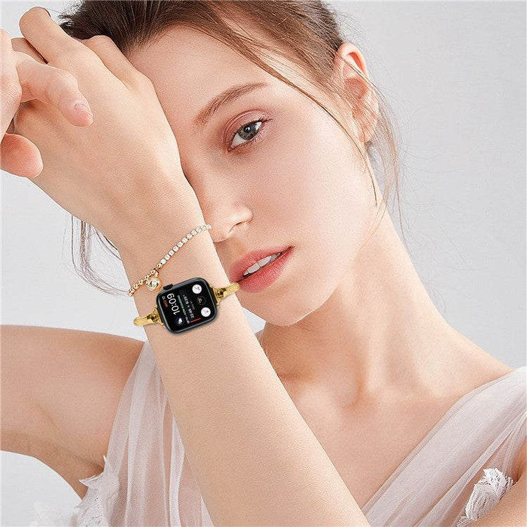Wrist Strap for Apple Watch Series 10 46mm / Ultra 2 Ultra 49mm /  Series 9 8 7 45mm / 6 5 4 SE (2023) SE (2022) SE 44mm / 3 2 1 42mm Bracelet Metal Smart Watch Band - Gold