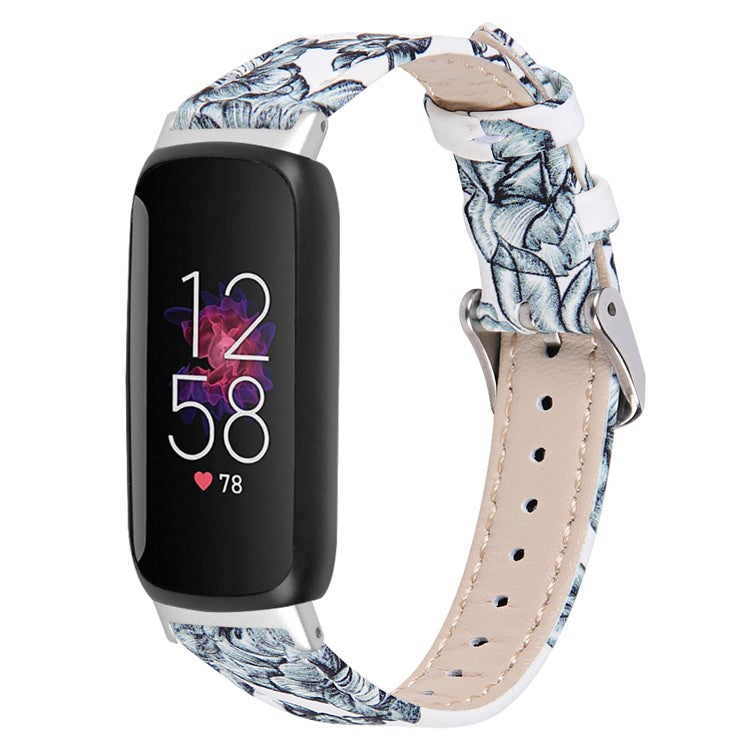 For Fitbit Inspire 3 Replacement Watch Strap Stitching Lines Top Layer Genuine Leather Wrist Band - Style E