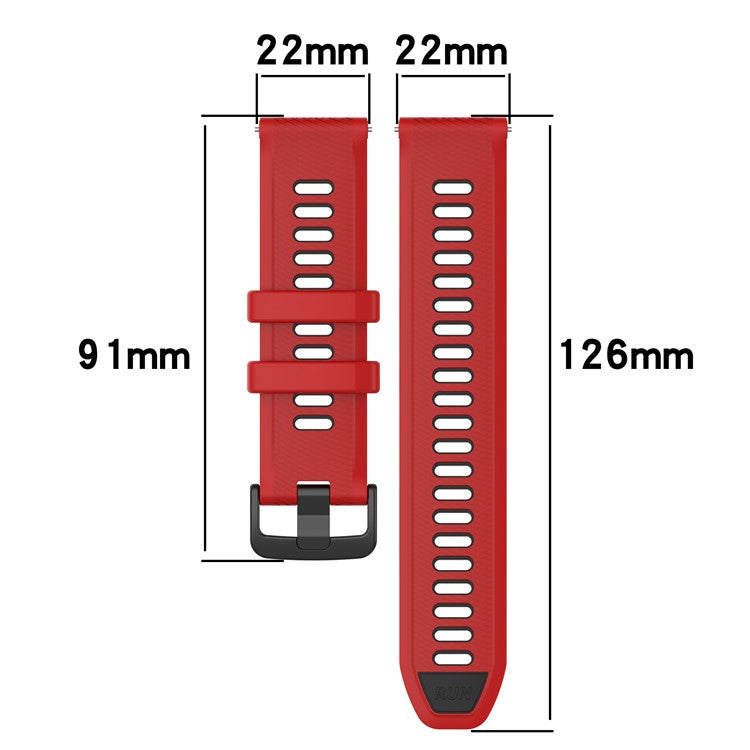 For Garmin Forerunner 265 Dual-Color Silicone Watch Strap Anti-Wear Smart Band Strap - Black / Grey