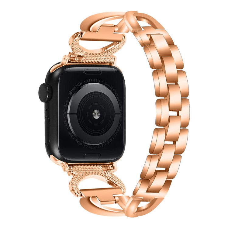 Watch Band for Apple Watch Series 10 46mm / Ultra 2 Ultra 49mm /  Series 9 8 7 45mm / 6 5 4 SE (2023) SE (2022) SE 44mm / 3 2 1 42mm Rhinestones Decor Alloy Strap - Rose Gold