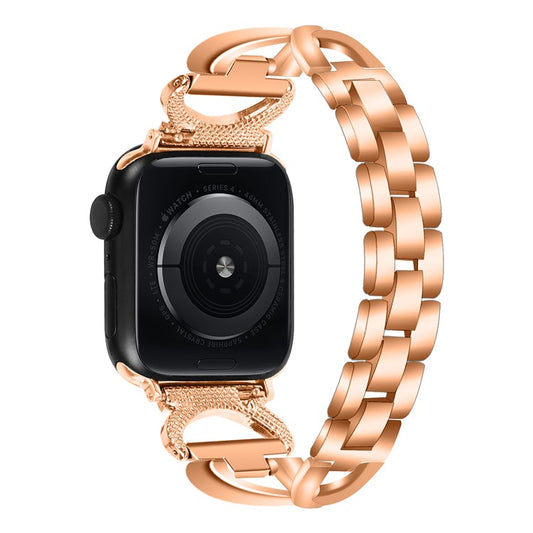 Watch Band for Apple Watch Series 10 46mm / Ultra 2 Ultra 49mm /  Series 9 8 7 45mm / 6 5 4 SE (2023) SE (2022) SE 44mm / 3 2 1 42mm Rhinestones Decor Alloy Strap - Rose Gold