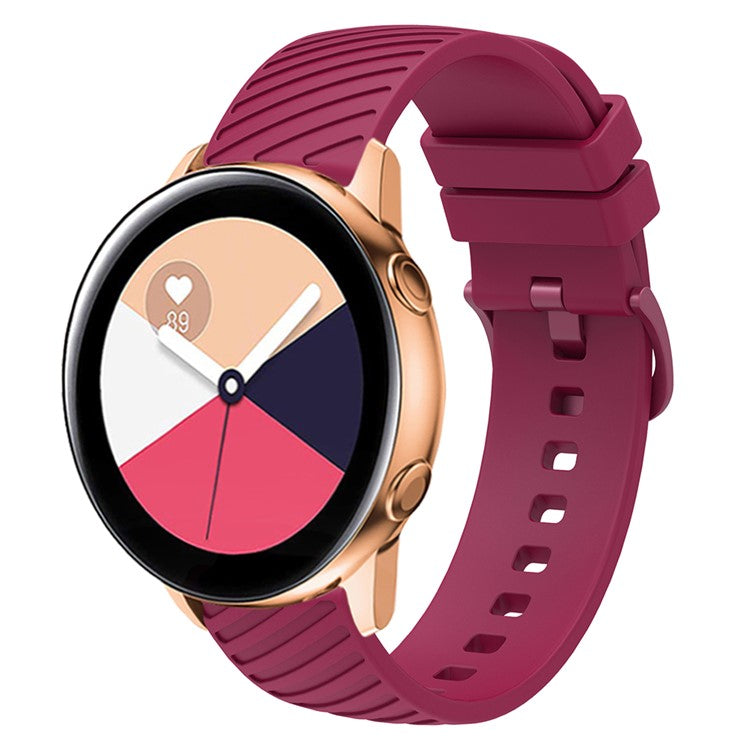 18mm Universal Silicone Watch Strap Tilted Stripe Textured Replacement Watch Band - Wine Red