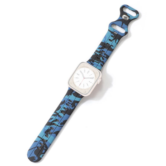 Silicone Watch Bands for Apple Watch Series 10 42mm / 9 8 7 41mm / SE (2023) SE (2022) SE 6 5 4 40mm / 3 2 1 38mm Camouflage Waterproof Watch Bracelet - Blue