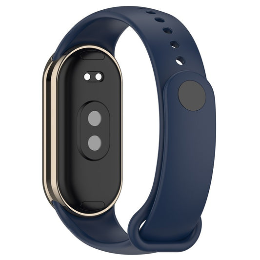 For Xiaomi Smart Band 9 NFC / Band 9 / Band 8 NFC / Band 8 Silicone Watch Bands Strap with Metal Connector - Midnight Blue