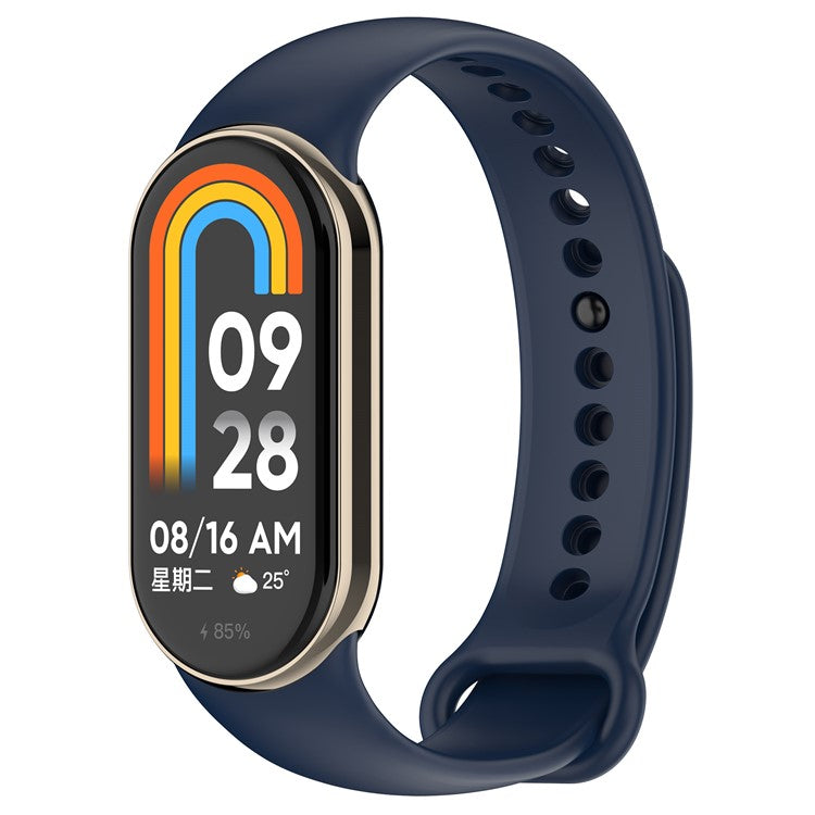 For Xiaomi Smart Band 9 NFC / Band 9 / Band 8 NFC / Band 8 Silicone Watch Bands Strap with Metal Connector - Midnight Blue