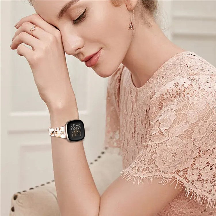 For Fitbit Versa 4 / Sense 2 Replacement Resin Watch Strap Quick Release Watch Band with Folding Clasp - Nougat