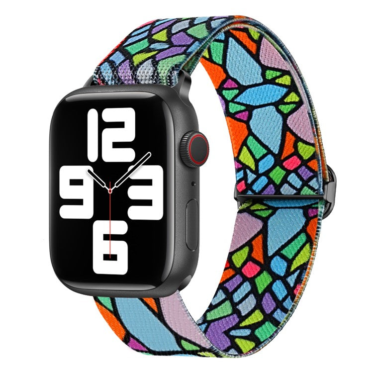 Braided Band for Apple Watch Series 10 46mm / Ultra 2 Ultra 49mm /  Series 9 8 7 45mm / 6 5 4 SE (2023) SE (2022) SE 44mm / 3 2 1 42mm Nylon Pattern Wristband - Geometric Rainbow