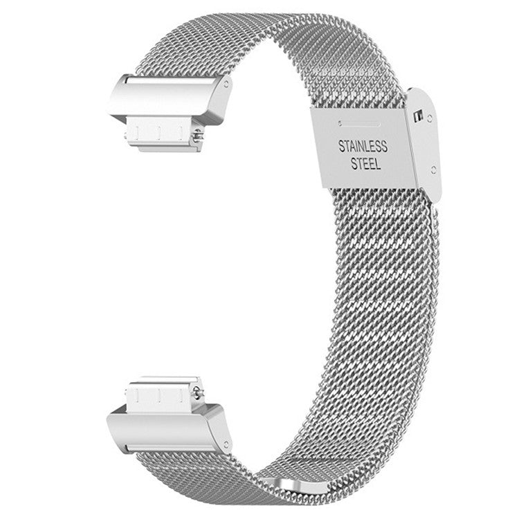 For Fitbit Inspire 3 Stainless Steel Fine Mesh Strap Replacement Smart Watch Band with Buckle - Silver