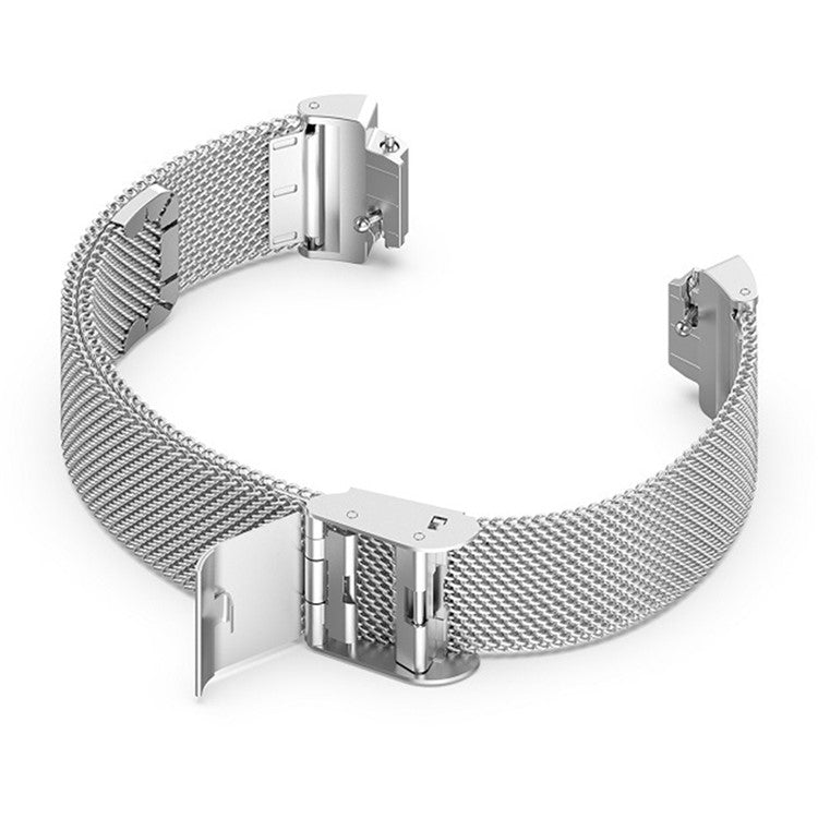 For Fitbit Inspire 3 Stainless Steel Fine Mesh Strap Replacement Smart Watch Band with Buckle - Silver