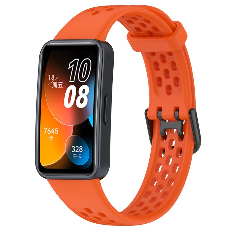 For Huawei Band 8 / Band 8 NFC / Band 9 / Band 9 NFC Breathable Silicone Smart Watch Strap Comfortable Wearing Wrist Band - Orange