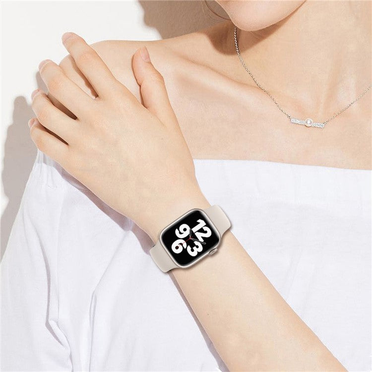 2Pcs Size M / L AW Silicone Strap for Apple Watch Series 10 42mm / 9 8 7 41mm / SE (2023) SE (2022) SE 6 5 4 40mm / 3 2 1 38mm Adjustable Watch Band - Pink+White