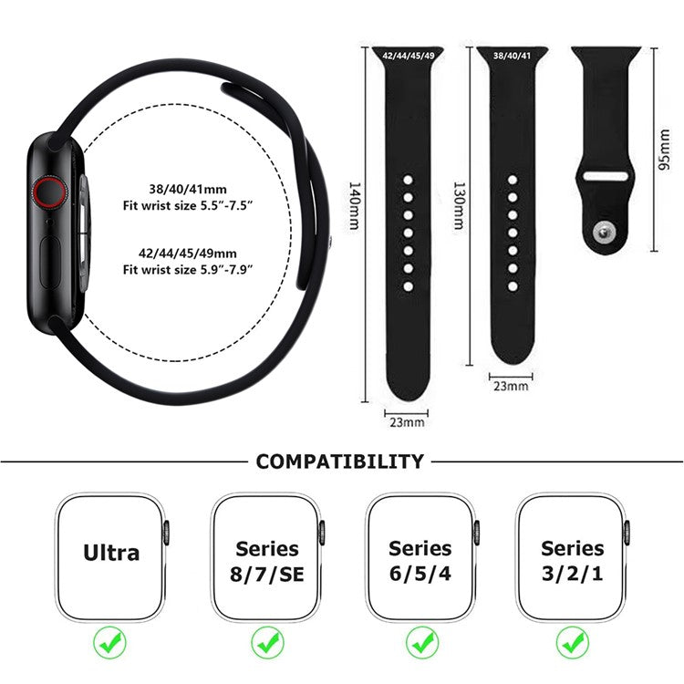 2Pcs Size M / L AW Silicone Strap for Apple Watch Series 10 42mm / 9 8 7 41mm / SE (2023) SE (2022) SE 6 5 4 40mm / 3 2 1 38mm Adjustable Watch Band - Pink+White