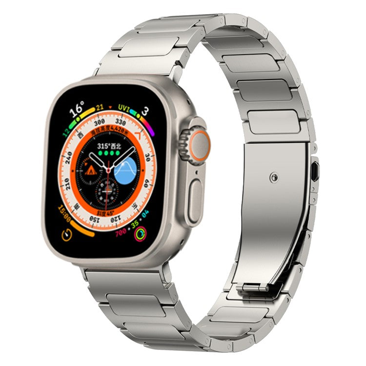 For Apple Watch Series 10 46mm / Ultra 2 Ultra 49mm /  Series 9 8 7 45mm / 6 5 4 SE (2023) SE (2022) SE 44mm / 3 2 1 42mm Titanium Alloy Strap Watch Band - Titanium Color