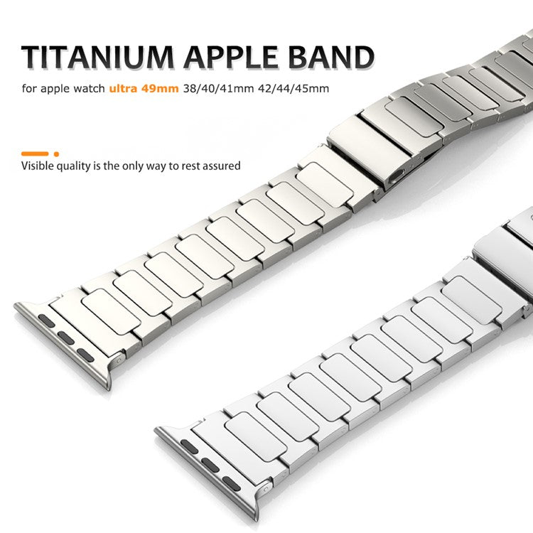 For Apple Watch Series 10 46mm / Ultra 2 Ultra 49mm /  Series 9 8 7 45mm / 6 5 4 SE (2023) SE (2022) SE 44mm / 3 2 1 42mm Titanium Alloy Strap Watch Band - Titanium Color