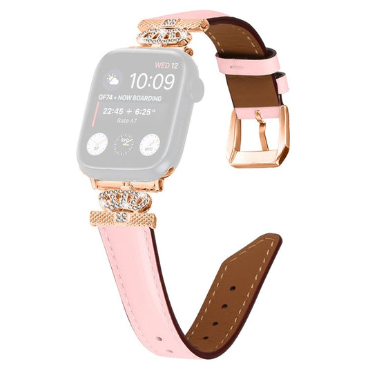 Rhinestone Band for Apple Watch Series 10 46mm / Ultra 2 Ultra 49mm /  Series 9 8 7 45mm / 6 5 4 SE (2023) SE (2022) SE 44mm / 3 2 1 42mm Dressy Watch Strap with Rose Gold Buckle - Pink