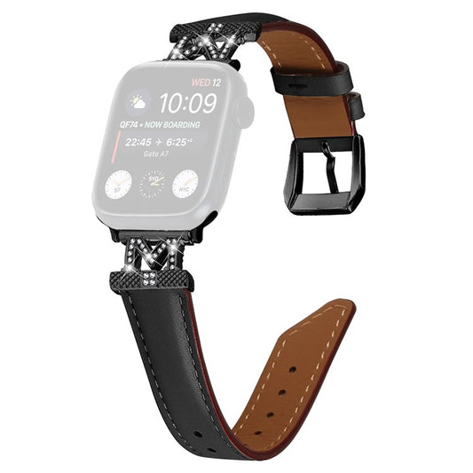 For Apple Watch Series 10 46mm / Ultra 2 Ultra 49mm /  Series 9 8 7 45mm / 6 5 4 SE (2023) SE (2022) SE 44mm / 3 2 1 42mm Strap Watch Band with Black Buckle - Black