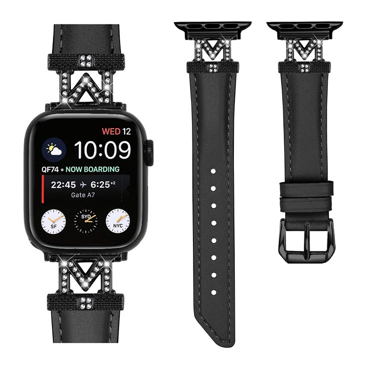 For Apple Watch Series 10 46mm / Ultra 2 Ultra 49mm /  Series 9 8 7 45mm / 6 5 4 SE (2023) SE (2022) SE 44mm / 3 2 1 42mm Strap Watch Band with Black Buckle - Black