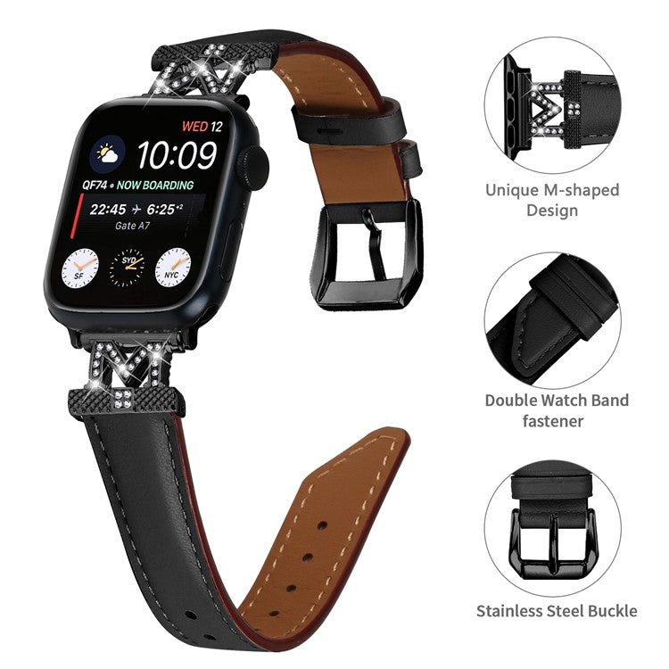 For Apple Watch Series 10 46mm / Ultra 2 Ultra 49mm /  Series 9 8 7 45mm / 6 5 4 SE (2023) SE (2022) SE 44mm / 3 2 1 42mm Strap Watch Band with Black Buckle - Black