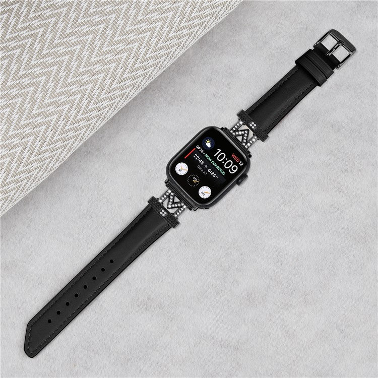 For Apple Watch Series 10 46mm / Ultra 2 Ultra 49mm /  Series 9 8 7 45mm / 6 5 4 SE (2023) SE (2022) SE 44mm / 3 2 1 42mm Strap Watch Band with Black Buckle - Black