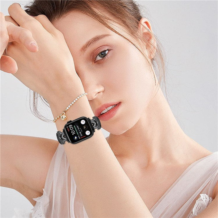 For Apple Watch Series 10 46mm / Ultra 2 Ultra 49mm /  Series 9 8 7 45mm / 6 5 4 SE (2023) SE (2022) SE 44mm / 3 2 1 42mm Strap Watch Band with Black Buckle - Black