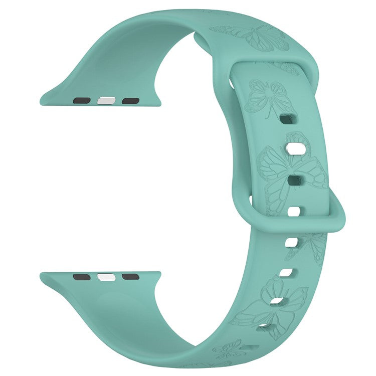 For Apple Watch Series 10 46mm / Ultra 2 Ultra 49mm /  Series 9 8 7 45mm / 6 5 4 SE (2023) SE (2022) SE 44mm / 3 2 1 42mm Watch Strap Silicone Band - Green